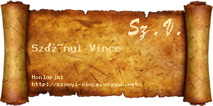 Szőnyi Vince névjegykártya